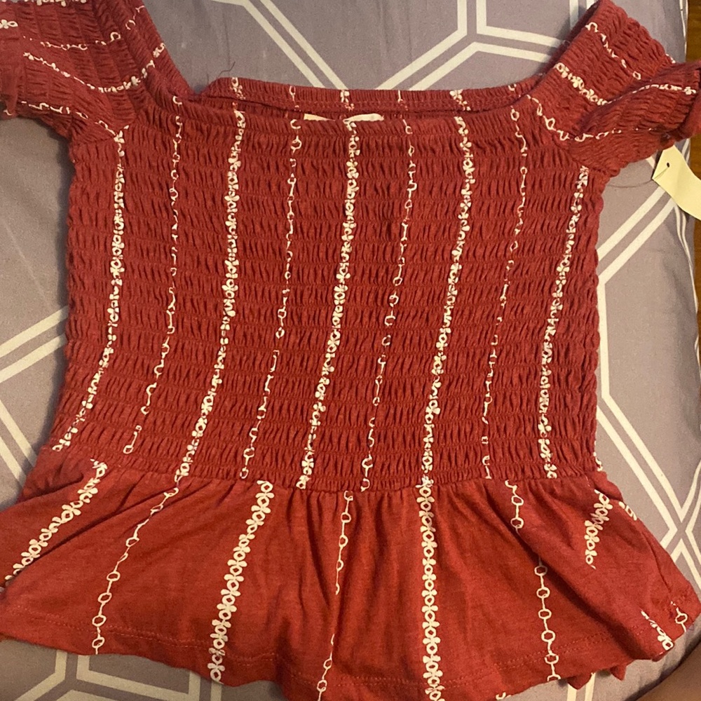 Aeropostale Red Off the Shoulder Top